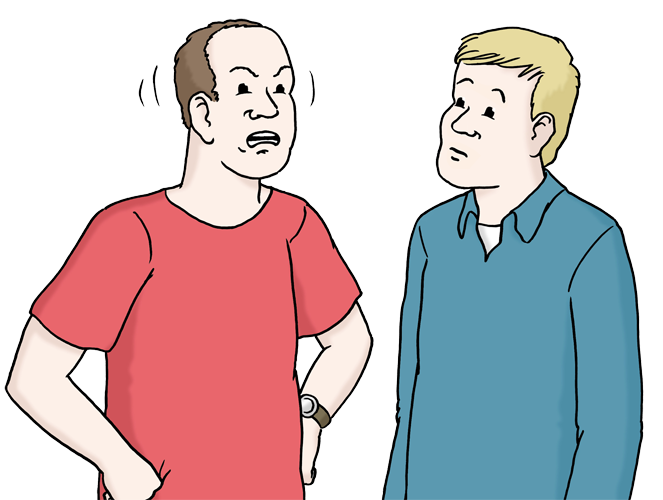 Beschweren © Lebenshilfe für Menschen mit geistiger Behinderung Bremen e.V., Illustrator Stefan Albers, Atelier Fleetinsel, 2013. Beschweren