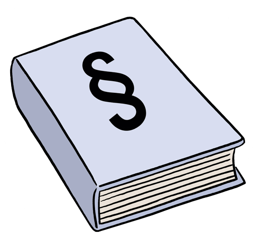 Gesetzbuch © Lebenshilfe für Menschen mit geistiger Behinderung Bremen e.V., Illustrator Stefan Albers, Atelier Fleetinsel, 2013. Gesetzbuch